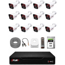 Fury 12 Kameralı Güvenlik Kamera Seti 2mp 1080P Full Hd 6 Atom LED Gece Görüşlü 500GB HDD 5525
