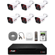 Fury 6 Kameralı Güvenlik Kamera Seti 2mp 1080P Full Hd 6 Atom LED Gece Görüşlü 320GB HDD 5525