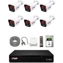 Fury 6 Kameralı Güvenlik Kamera Seti 2mp 1080P Full Hd 6 Atom LED Gece Görüşlü 1 Tb HDD 5525