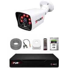 Fury 1 Kameralı Güvenlik Kamera Seti 2mp 1080P Full Hd 6 Atom LED Gece Görüşlü 250GB HDD 5525