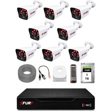 Fury 8 Kameralı Güvenlik Kamera Seti 2mp 1080P Full Hd 6 Atom LED Gece Görüşlü 1 Tb HDD 5525