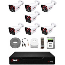 Fury 7 Kameralı Güvenlik Kamera Seti 2mp 1080P Full Hd 6 Atom LED Gece Görüşlü 500GB HDD 5525