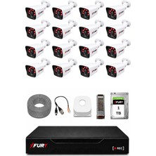 Fury 16 Kameralı Güvenlik Kamera Seti 2mp 1080P Full Hd 6 Atom LED Gece Görüşlü 1 Tb HDD 5525