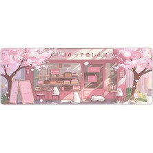 Mess Negozio Sakura Cat Mousepad, 70X30, 3mm, Kaymaz Taban, Mess