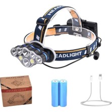 TKÇ PS-888 Güçlü USB Şarj Edilebilir Profesyonel 8 Modlu 6000 Lümen 8 LED Su Geçirmez Kafa Lambas�
