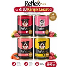Reflex Plus Köpek Konserve Mama 4’lü Karışık Lezzet Seti – Kuzu Etli & Patatesli, Kuzu Etli, Somonlu ve Dana Etli