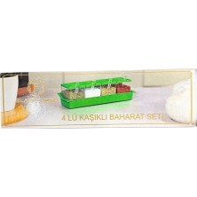 Bezos 4'li Kaşıklı Baharat Seti Kare