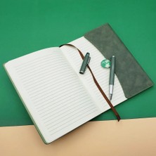 TKÇ Özel Kutulu Deri Defter ve Roller Kalem Seti Yeşil