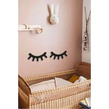 Siyah Ahşap 2'li Kirpik Duvar Dekoru Çocuk Odası Için 45X15CM Tablo
