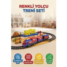Farbu Oyuncak 26 Parça Pilli Tren Seti Eğitici ve Eğlenceli Raylı Istasyonlu ve Figürlü  Oyuncak Tren