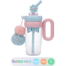 Vagonlife Cocosmile 1000ML Tumbler Charm Serisi Parlak Şeffaf Gövdeli Pipetli/pipetsiz Kullanım Detokslu Büyük Kulplu Peluş Süslü Charmlı ve Silikon Pipet Süslü Tritan Su Matarası Suluğu