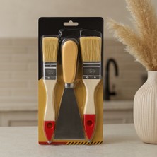 Bezos 3 Parça Boyacı Seti 50 mm Spatula ve 2 Adet Kestirme Fırça No.1-1.5