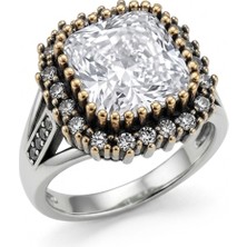 Silveranka 925 Ayar Gümüş Otantik Kare Ice Cut Taşlı Hürrem Yüzük