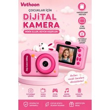 Marsilyan Mini Çocuk Kamerası 2 Inç Ekranlı Fotoğraf Video Çekimli Şarjlı Silikon Korumalı Dijital K