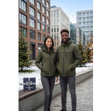 Lumt Unisex Haki Yeşil Içi Polarlı Yağmurluk/rüzgarlık /kışlık/mevsimlik/ceket/mont/ Bay Bayan Uyumlu Genç ve Yetişkin /su Itici / Rüzgar Geçirmez Kapüşonlu/ Fermuarlı Üst / Günlük / Outdoor / Spor