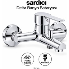 Sardıcı Delta Krom Pirinç Banyo Bataryası Dirsek Rozet Dahil 5 Yıl Garantili