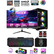 Xaser Native X260 Ryzen 7 5700X 32GB Ram 1tb M.2 Nvme SSD 8gb RX9060XT Sıvı Soğutmalı 27" 300Hz Oyuncu Tavsiye Sistem