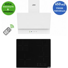 Alveus Afm Serisi T6 Beyaz 2'li ( Ikili ) Elektr. Vitro Cam Dijital Ankastre Set ( Davlumbaz+Ocak Siyah )