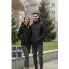 Lumt Unisex Siyah Içi Polarlı Yağmurluk/rüzgarlık /kışlık/mevsimlik/ceket/mont/ Bay Bayan Uyumlu Genç ve Yetişkin /su Itici / Rüzgar Geçirmez Kapüşonlu/ Fermuarlı Üst / Günlük / Outdoor / Spor