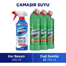 Domestos Çamaşır Suyu Dağ Esintisi 750 ml X3 + Domestos Köpük Gücü Kar Beyazı 450 ml X1