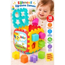 BURADABULDUN Dede Baby Büyük Bultak Küp 18 Parça Şekil Eşleştirme ve Eğitici Bebek Oyuncağı 12 Ay+