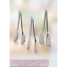Pamit Toys Çelik Lüx 3'lü Maşa Servis Seti Pasta,salata ve Makarna Maşası 22 cm x 3 Adet