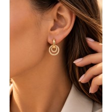 Hotchic Hotchıc Aura Gold Taşlı Halka Çelik Küpe