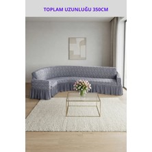 KUTLALE Jakarli Osmanlı (Şal) Desen 5 Kişilik Etekli L Köşe (Toplam Uzunluk 350CM) Koltuk Örtüsü, Streç, Esnek, Lastikli, Koltuk Kılıfı