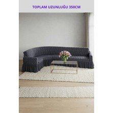 KUTLALE Jakarli Osmanlı (Şal) Desen 5 Kişilik Etekli L Köşe (Toplam Uzunluk 350CM) Koltuk Örtüsü, Streç, Esnek, Lastikli, Koltuk Kılıfı