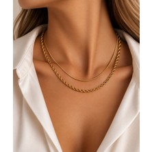 Hotchic Hotchıc Gold Renk Burgu & Zincir Ikili Çelik Kolye