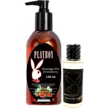 Bezos Playboy Aromaterapi Çilek Massage Oil 120 ml + Çikolata Aromalı Massage Vücut Masaj Yağı 50 ml