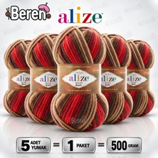 Alize Süperlana Maxi Batik - 7802 - 5'li Paket - 100GR/100M - El Örgü Ipi - Atkı Yelek Kazak Ipi