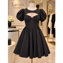 Lavin’s Luxury 🖤 Siyah Puf Kollu Mini Elbise