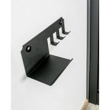 Raflı 3 Askılı Metal Anahtar Askılığı, Duvar Tipi Anahtar Organizer | 20X8 cm Siyah KAF1372 | Enova Art