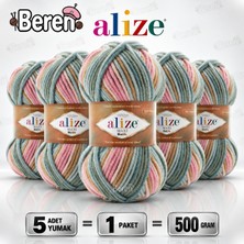 Alize Süperlana Maxi Batik - 7803 - 5'li Paket - 100GR/100M - El Örgü Ipi - Atkı Yelek Kazak Ipi