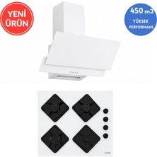 Alveus Afm Serisi T3 Beyaz 2'li ( Ikili ) Cam  Ankastre Set ( Davlumbaz+ Ocak )