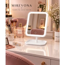 Mirevona LED Işıklı Dikdörtgen Masa Üstü Makyaj Aynası