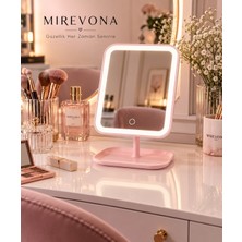 Mirevona LED Işıklı Dikdörtgen Masa Üstü Makyaj Aynası