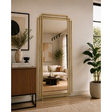 Effe Yapı Dekor Gold Metal Çerçeveli Dikdörtgen Dekoratif Ayna 180X80 cm Şık Tasarım