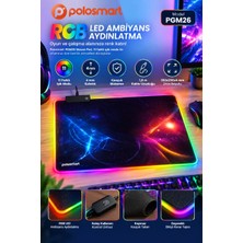 Polosmart PGM26 Rgb LED Aydınlatmalı Oyuncu Mouse Pad 11 Işık Modlu Kaydırmaz Kauçuk Taban 35X25 cm