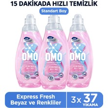 Omo Express Fresh Sensitive 37 Yıkama Sıvı Çamaşır Deterjan Beyaz & Renkliler 1480 ml X3