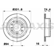 Braxis AD1048 Arka Fren Disk Aynası Havalı Pajero 3.2 3.8 V6 4WD 07> 332×5 4615A038