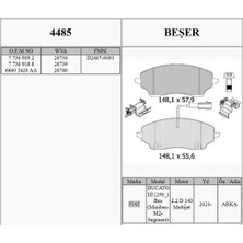 Beşer Beser 4485 Fren Balatası Arka Fiat Ducato Minibüs Otobüs (250_)-ducato Panelvan Van (250_)-ducato Pl
