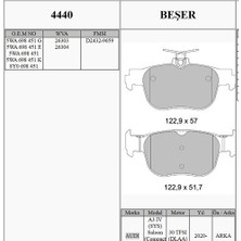 Beşer Beser 4440 Arka Fren Balatası Volkswagen Caddy V 20>