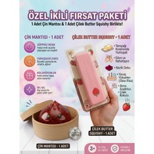Vittuc Dev Boy Renk Seçenekli Simli Çin Mantısı Squishy + Çilek Kokulu Butter Squishy Ikili Stres Oyuncağı Seti