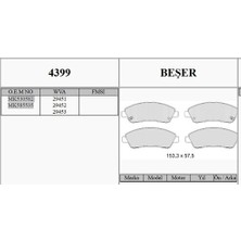 Beşer Beser 4399 Fren Diski Balata Ön Arka Mitsubishi Fuso Canter TEB TFB35 TFB35L Euro5 Euro6 12> MK52894