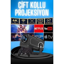 Elektronikçim Projektör Siyah Android Taşınabilir Sinema Projeksiyon Wifi Destekli En Güncel Sürüm Akıllı