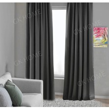 Pierre Cardin Antrasit Gri Blackout Perde , Karartma Işık Geçirmez Perde , Pilesiz Dikim (Tek Kanat Fon Perde)