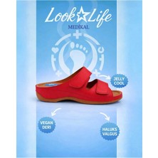 Look Life Kadın Kırmızı Jelly Cool Halluks Valgus Ortopedik Terlik - Anneler Günü Hediyesi