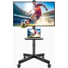Bontec 24-60 Inç Yüksekliği Ayarlanabilir Tekerlekli Tv Standı